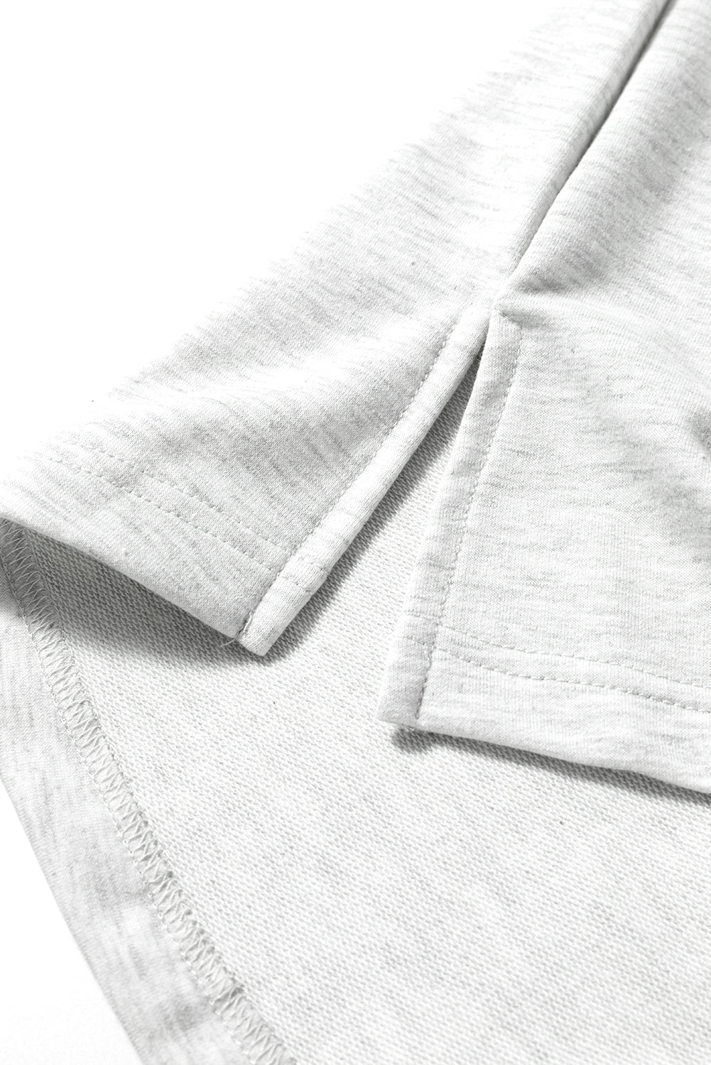 Light Grey Two Tone Contrast Waffle Knit Patched Buttoned V Neck Top eAura