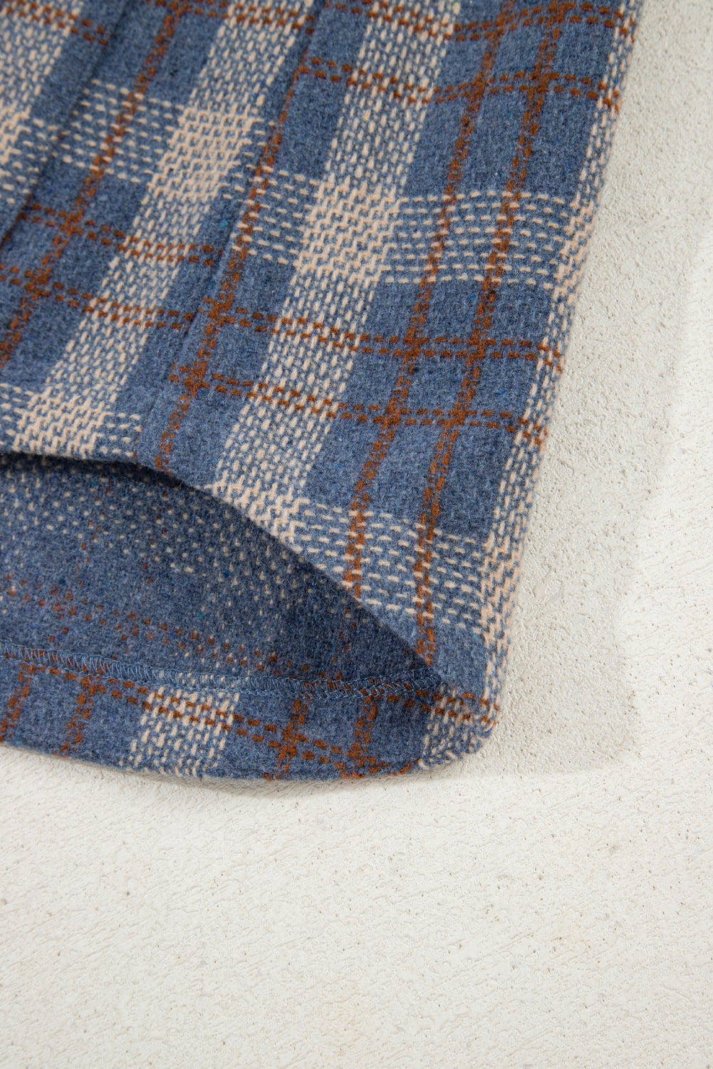 Plaid Soft Corduroy Patchwork Collared Zip-Up Snap Button Jacket - eAura