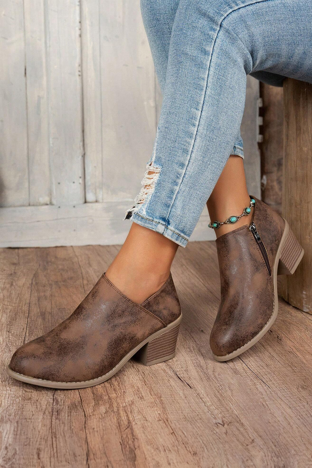 Coffee Suede Casual Ankle Boots - eAura
