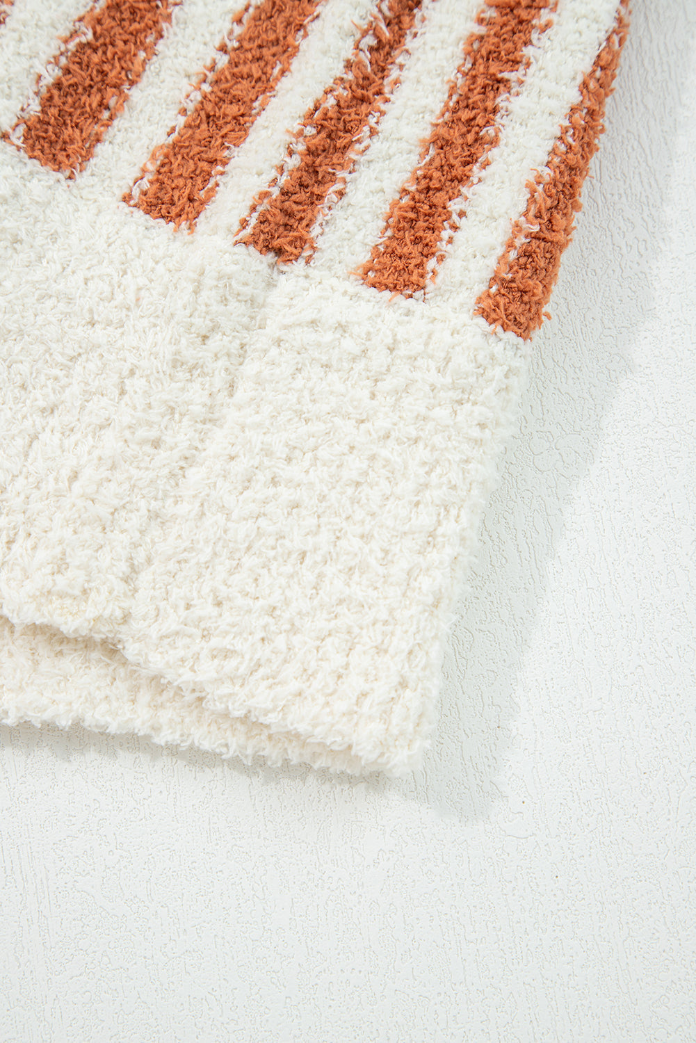 Orange Stripe Cowl Neck Drop Shoulder Sweater eAura