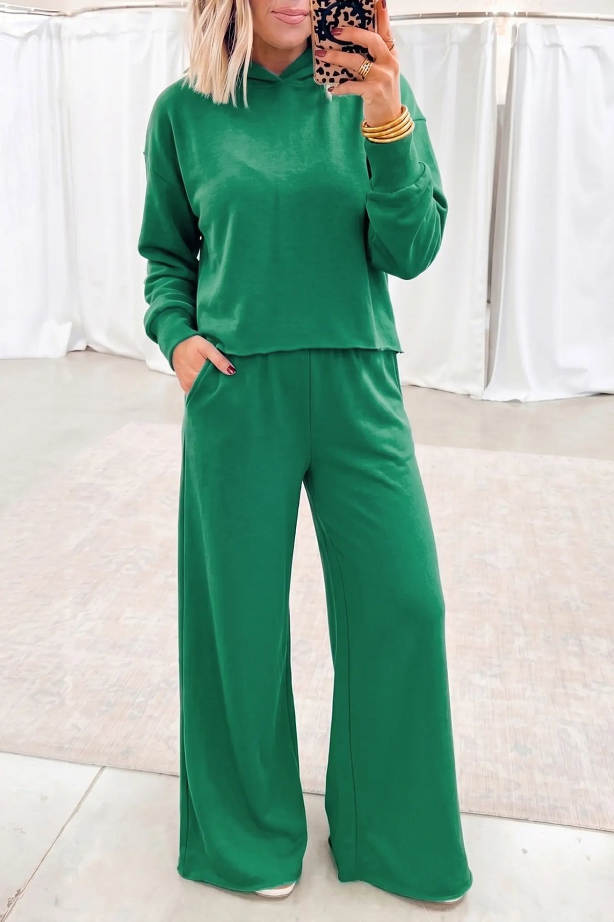 Co-ord Pant Set Hooded Long Sleeve Elastic Waist Pocket