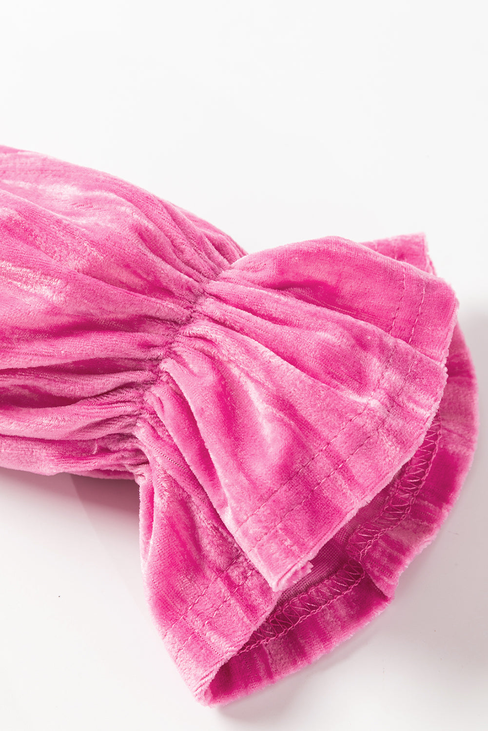 Strawberry Pink Flounce Sleeve Tiered Ruffled Velvet Mini Dress eAura