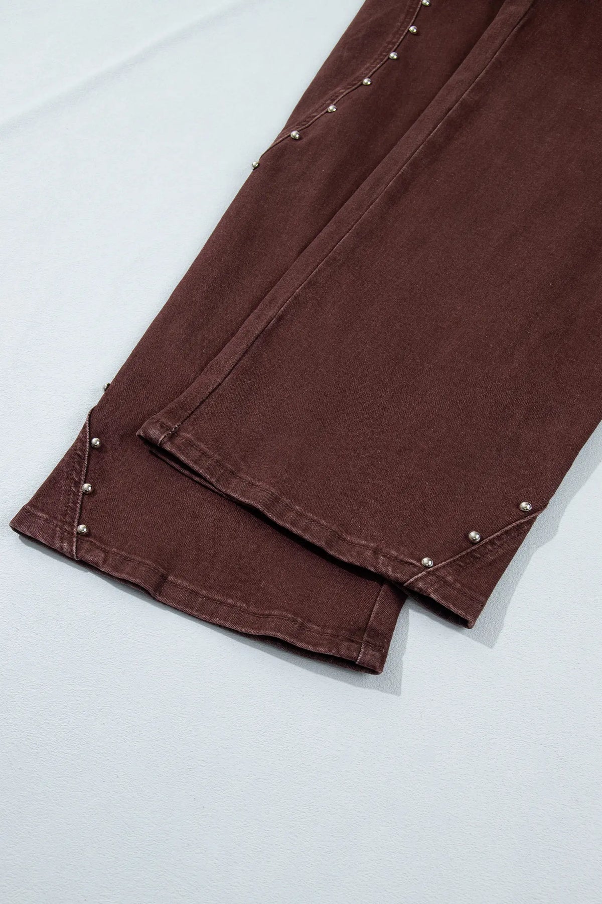 Side Seam Rivet Detail Ankle Length Casual Jeans – Coffee
