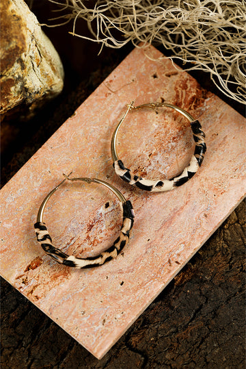Gold Coloured Leopard Large Hoop Earrings