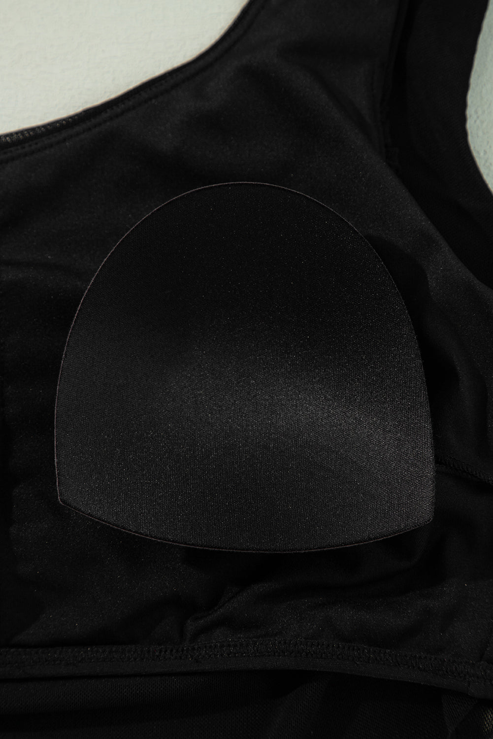 Black Pleated Mesh One Shoulder Bikini Top and Skirts Set eAura