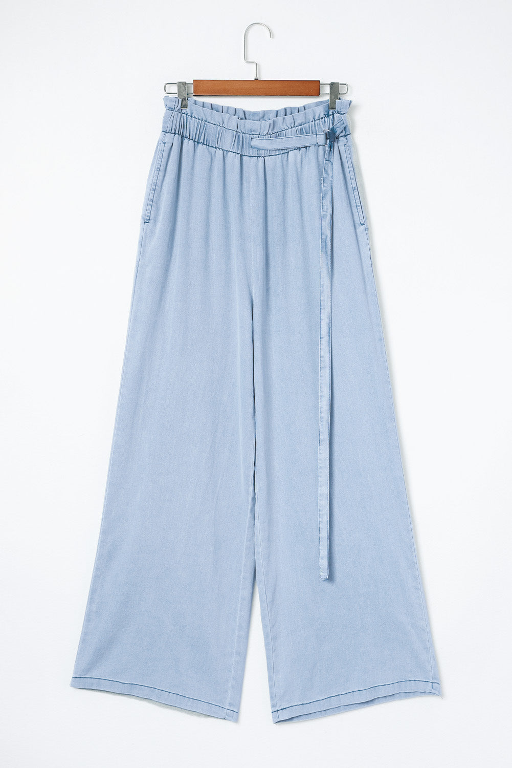 Black High Waist Pocketed Wide Leg Tencel Jeans Beagle Boutique Fashion Outlet