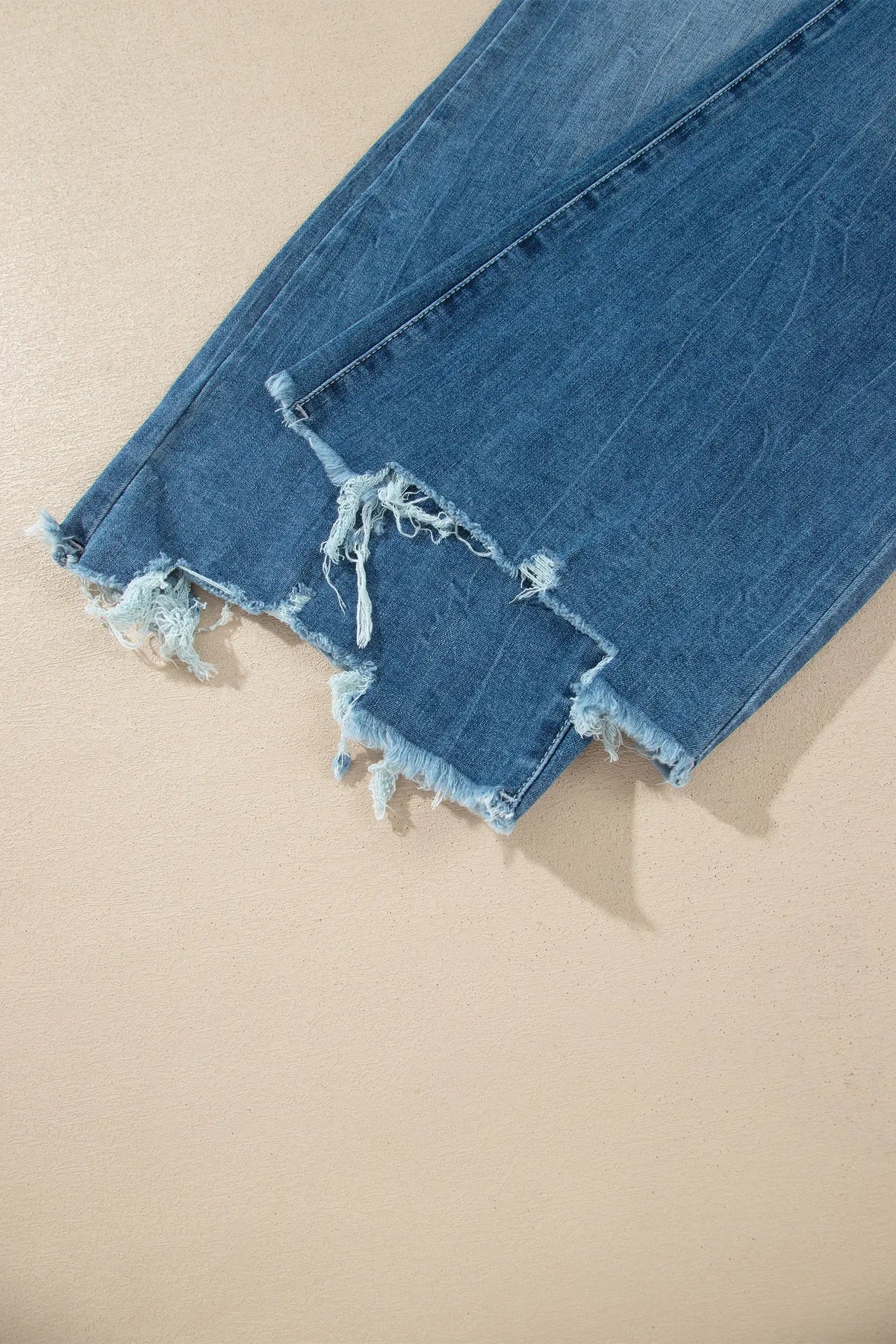 Ashleigh Blue High Waist Frayed Hem Flare Jeans – Dark Blue