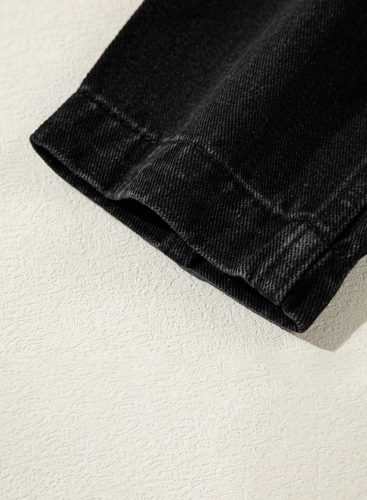 Black Side Pockets Lapel Collar Denim Jacket eAura