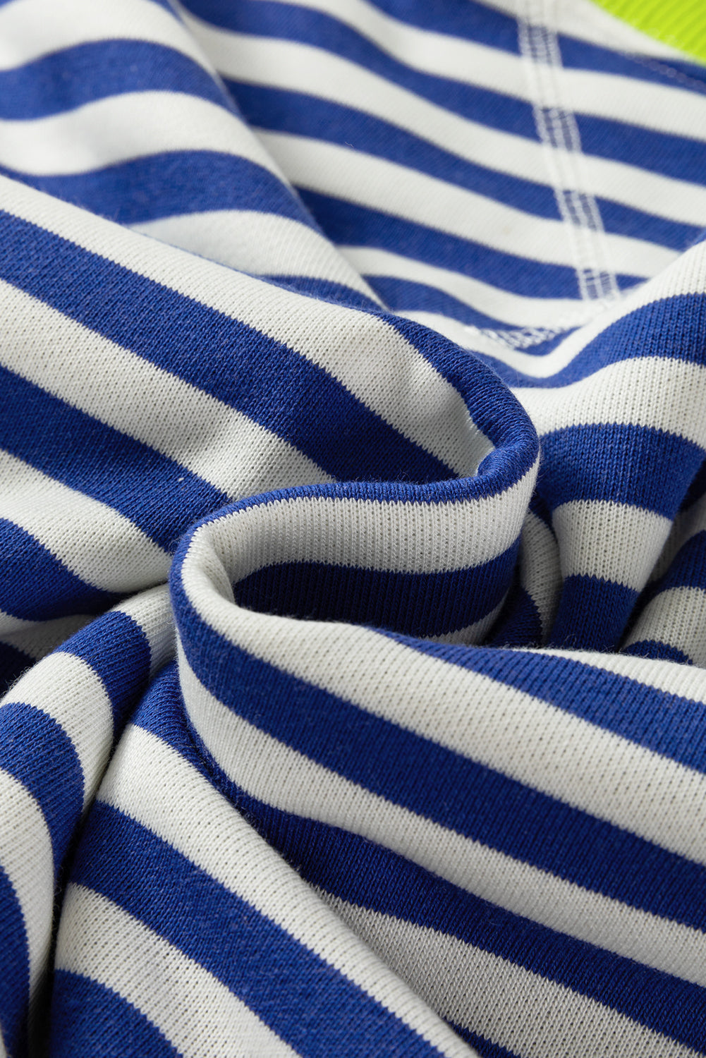 Striped Contrast Ribbed Trim Crossed Stitch Drop Shoulder Sweatshirt - eAura