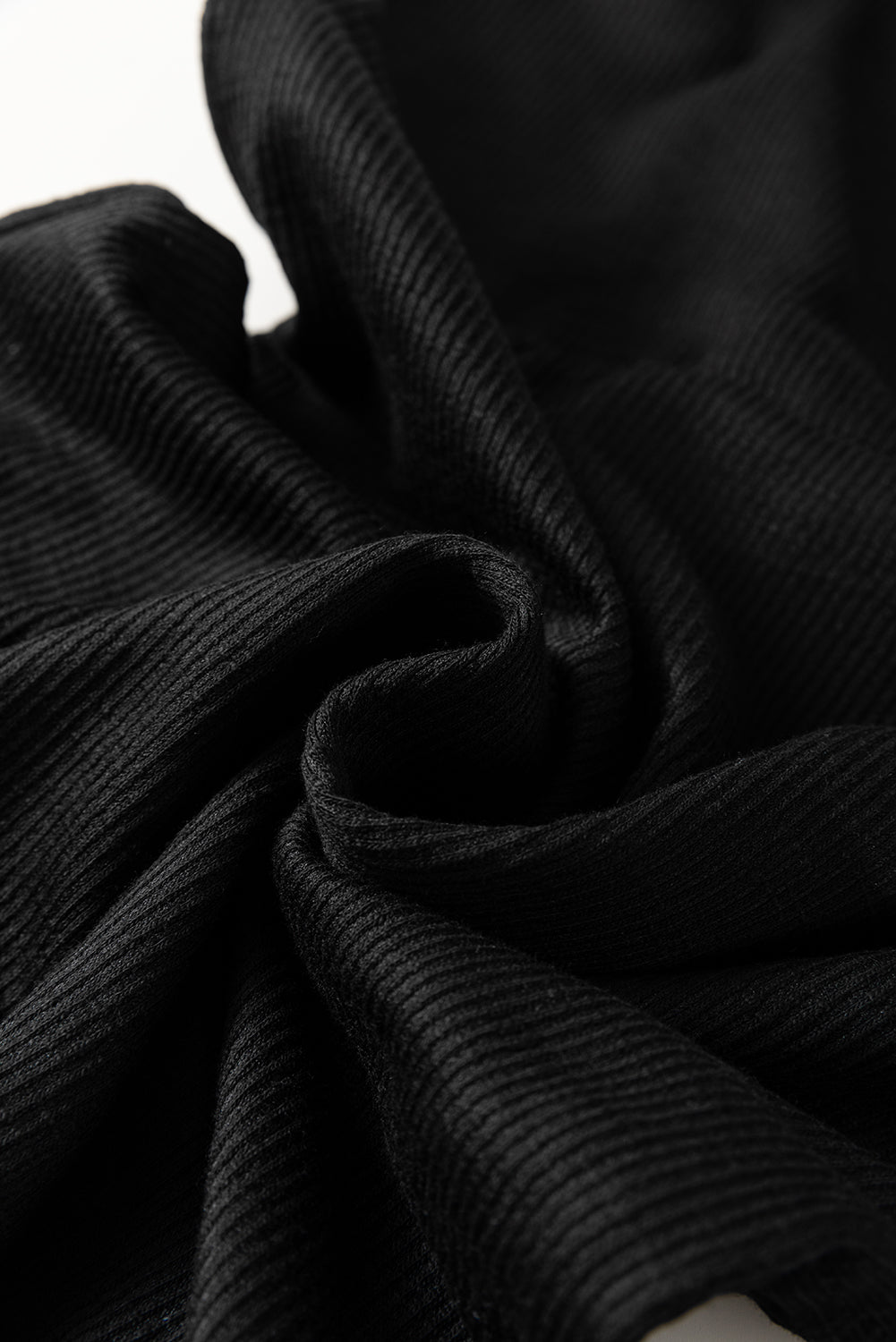 Black Racerback Ribbed Knit Drawstring Bodycon Dress eAura