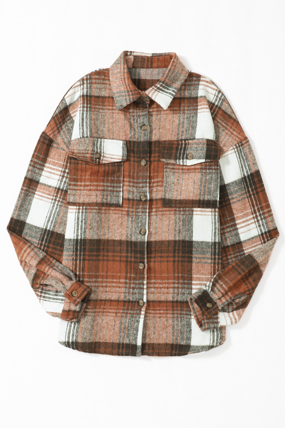 Pink Black/Pink Plaid Flap Pockets Shacket eAura