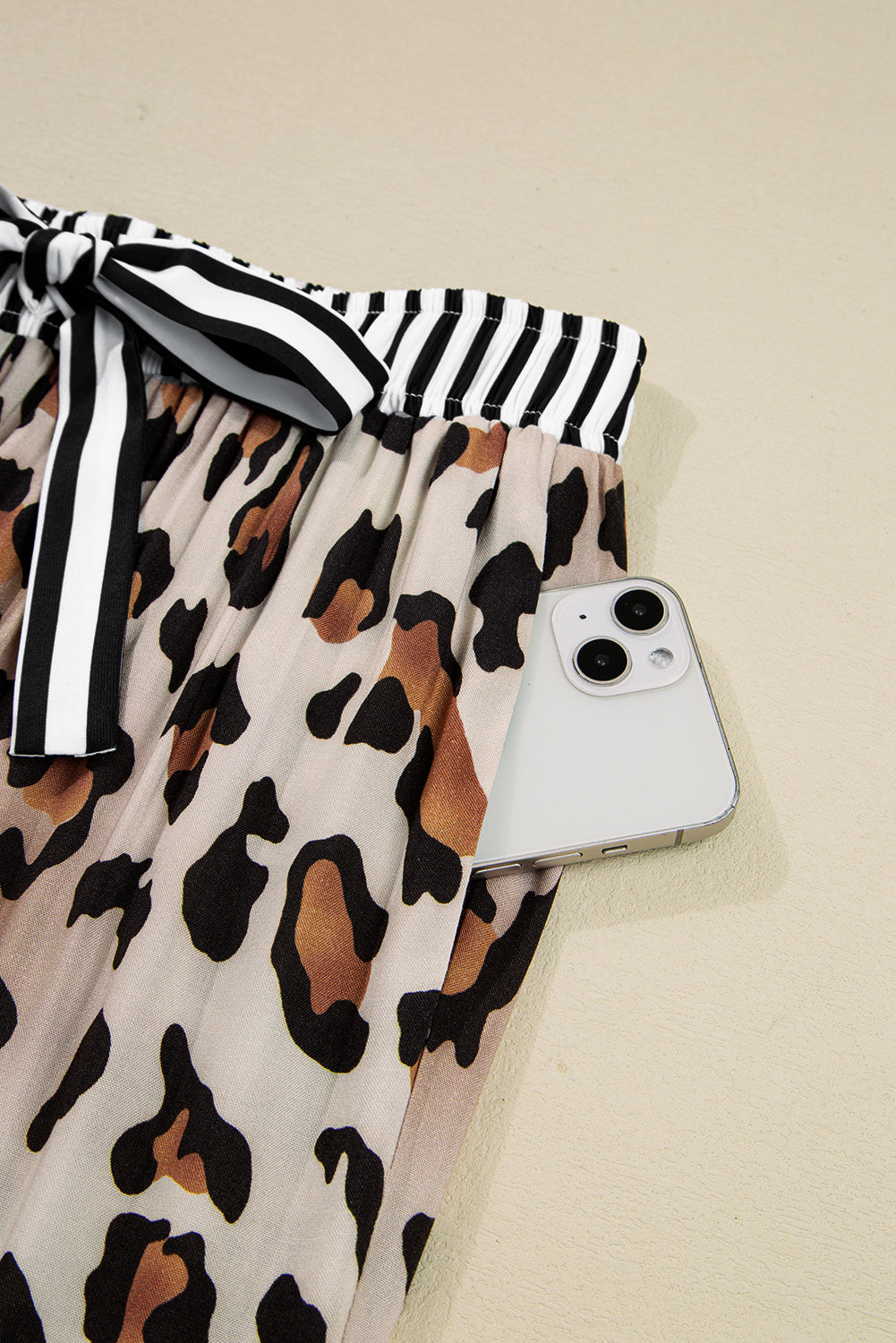 Leopard Print Striped Edge Shirt Pyjama Set - eAura