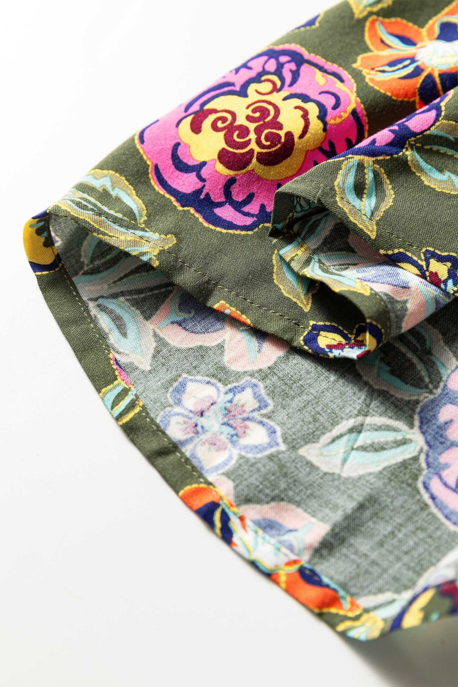 Plus Size Floral Print Collared V-Neck Loose Mini Dress - eAura