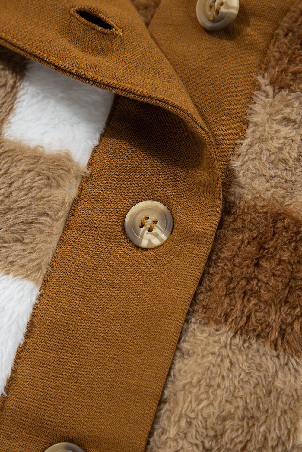 Checkered Sherpa Oversized Cardigan with Pockets - eAura