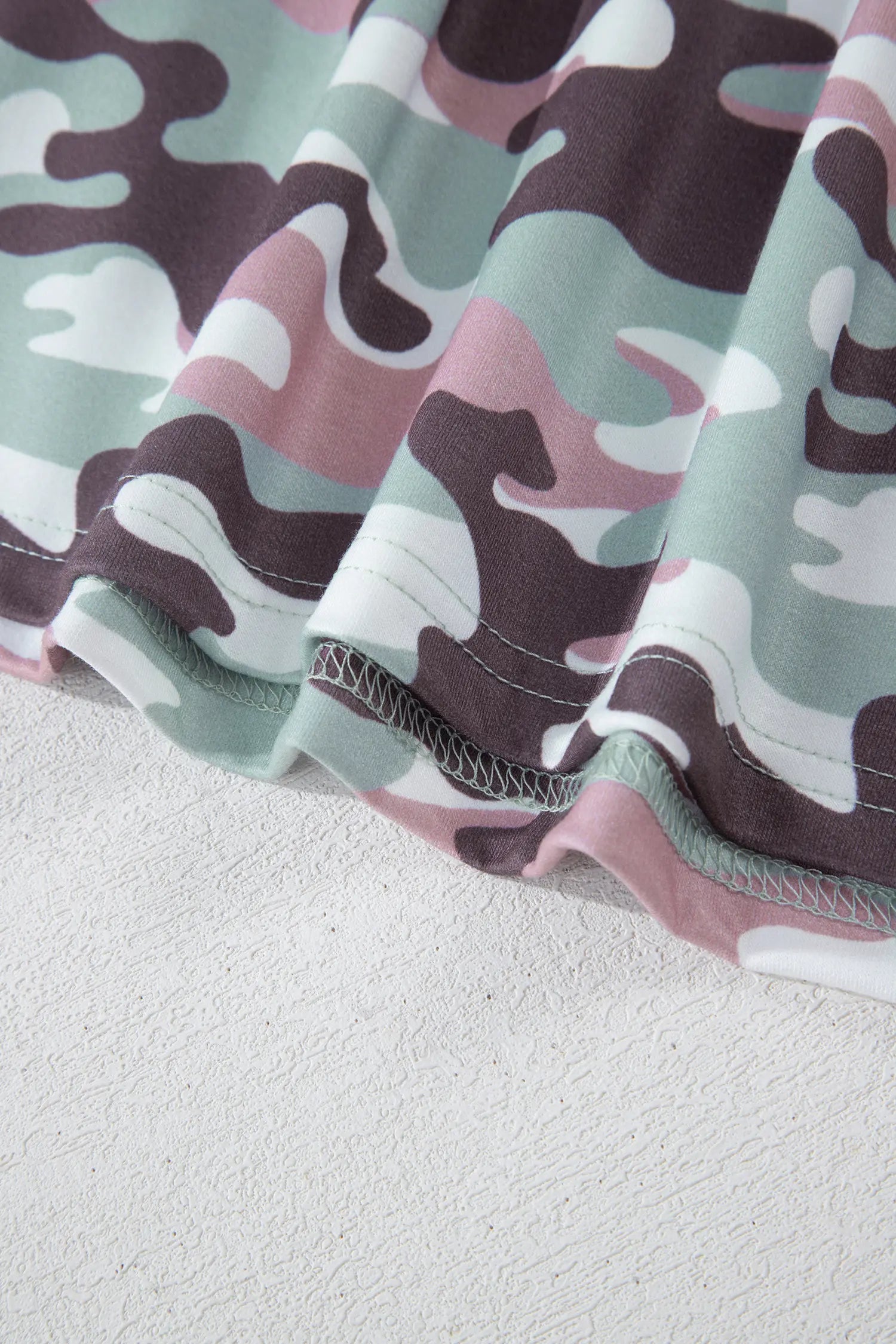 Green Camouflage Print Drawstring Casual Mini Skort
