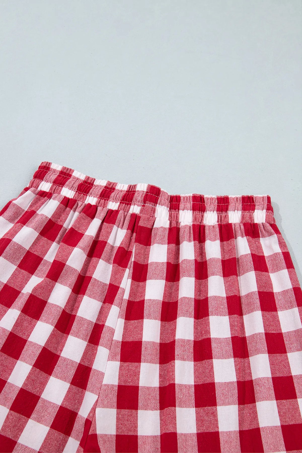 Tie Elastic Waist Shift Pants — Gingham Plaid
