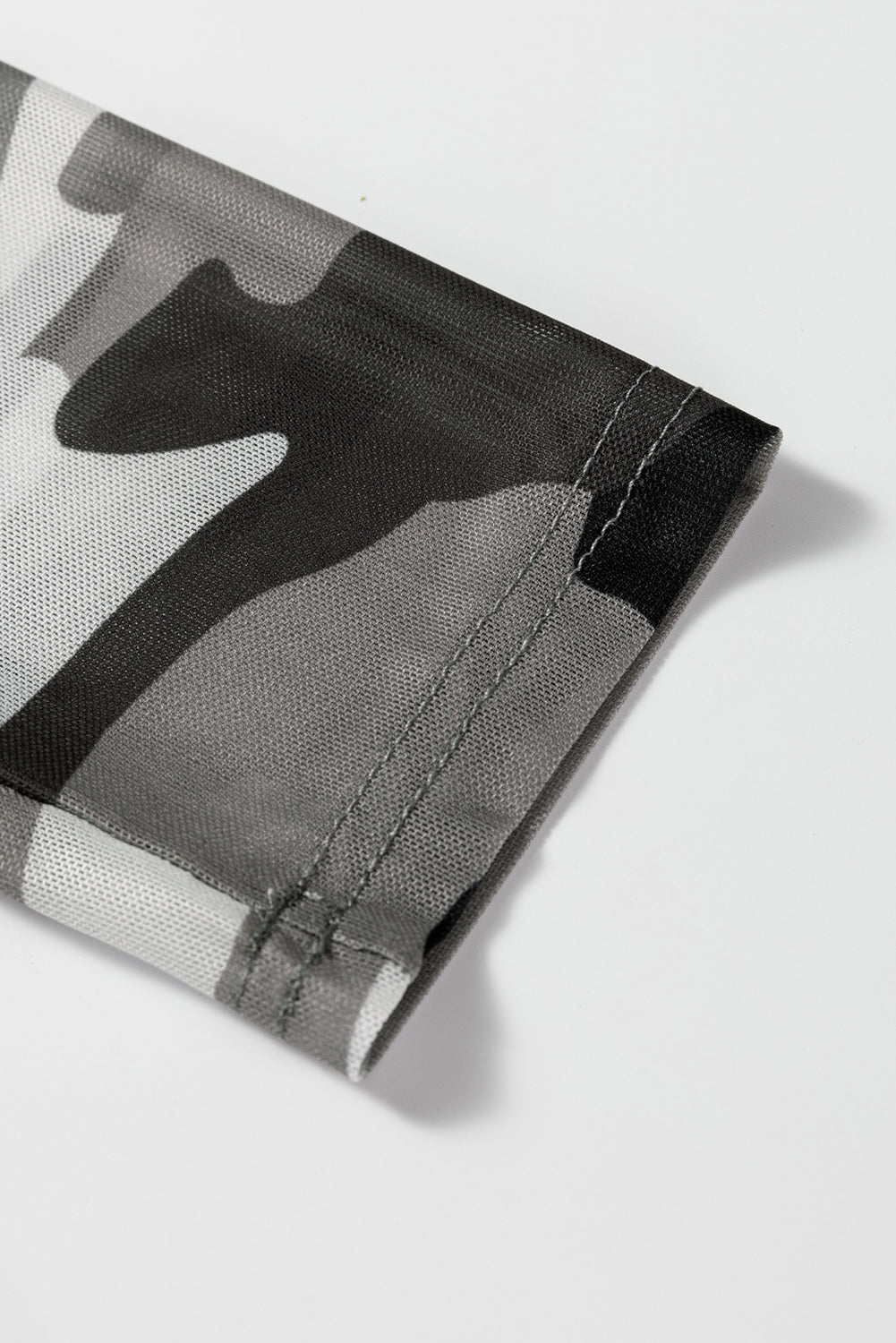 Camouflage Print Mesh Long Sleeve Top - eAura