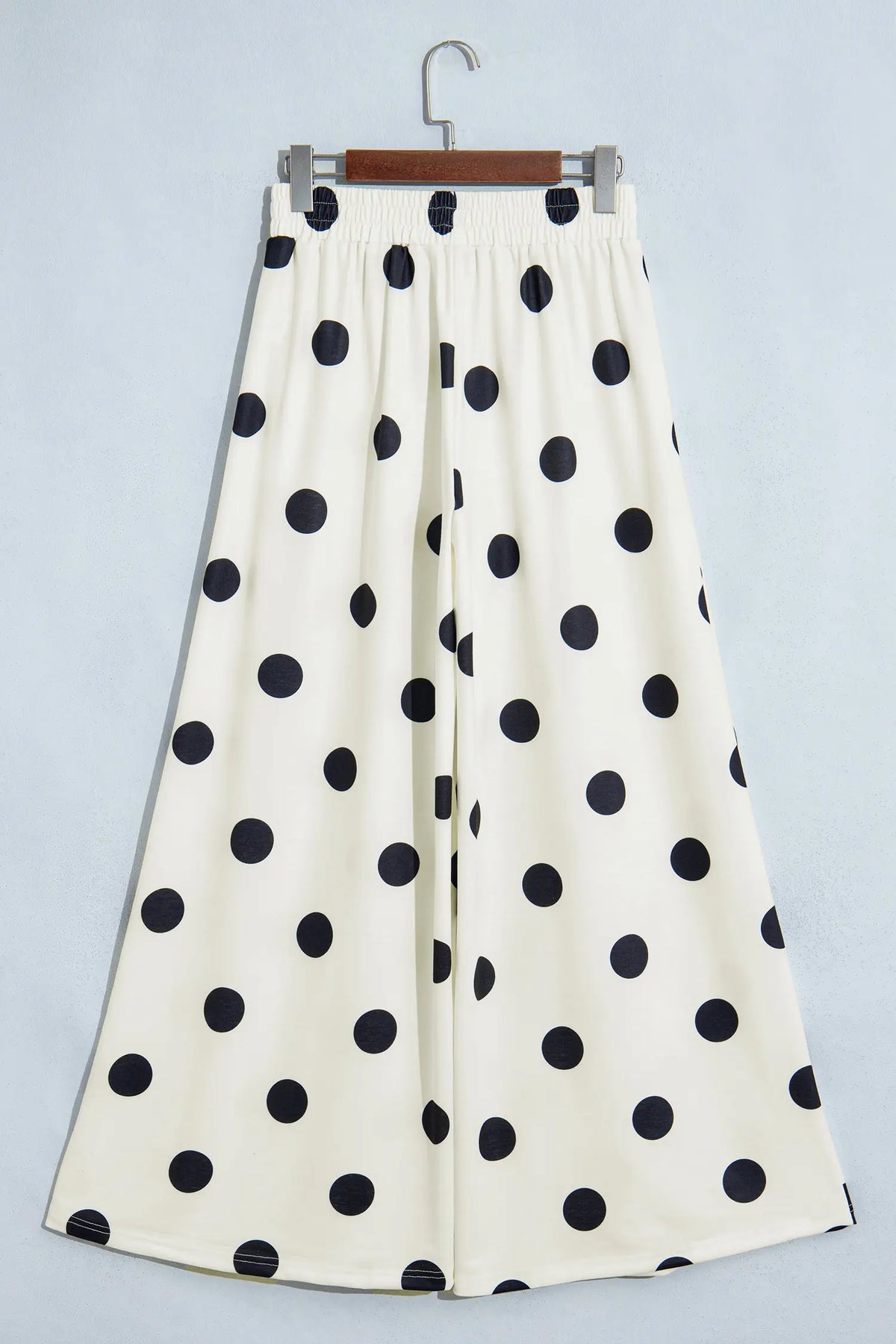 Sky Blue Polka Dot Wide Leg Elastic Waist Casual Pants – Light Blue