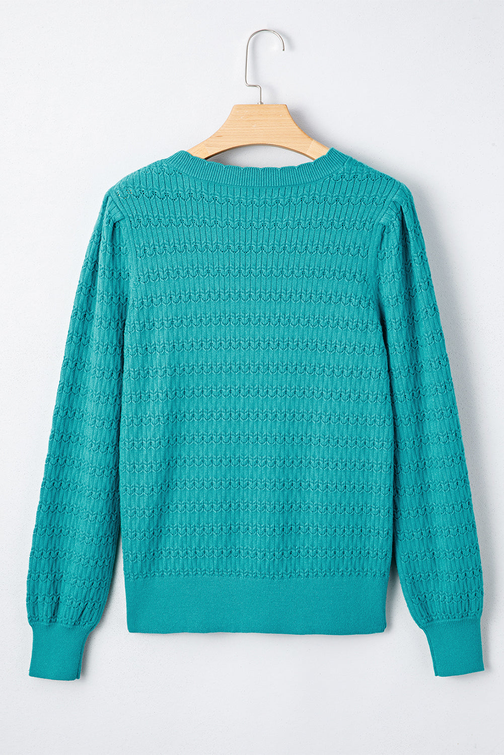 Pattern Knit Ribbed Cuffs Sweater - eAura