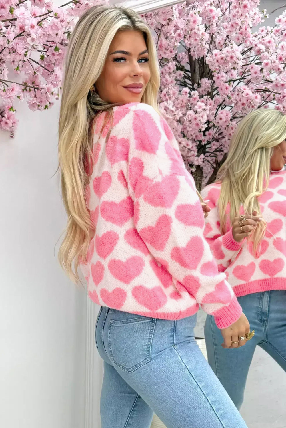 Pink Love Heart Valentine Knit Sweater - Sweaters & Cardigans/Sweaters