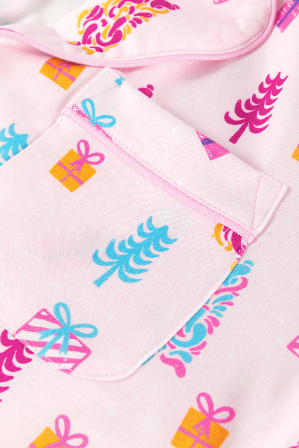 Pink Christmas Twinkle Tree Print Shirt Nightie Sleep Dress eAura