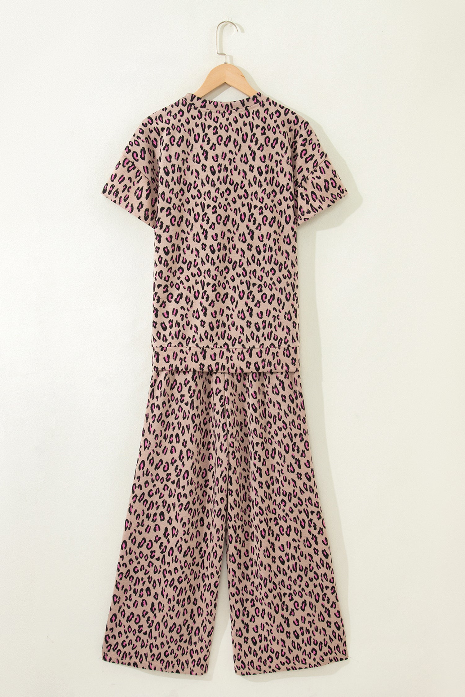 Leopard Print Casual Tee and Pants Co-ord Set