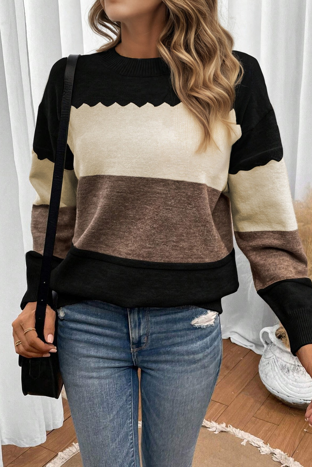 Crew Neck Drop Shoulder Sweater Dear-Lover Dropshipping
