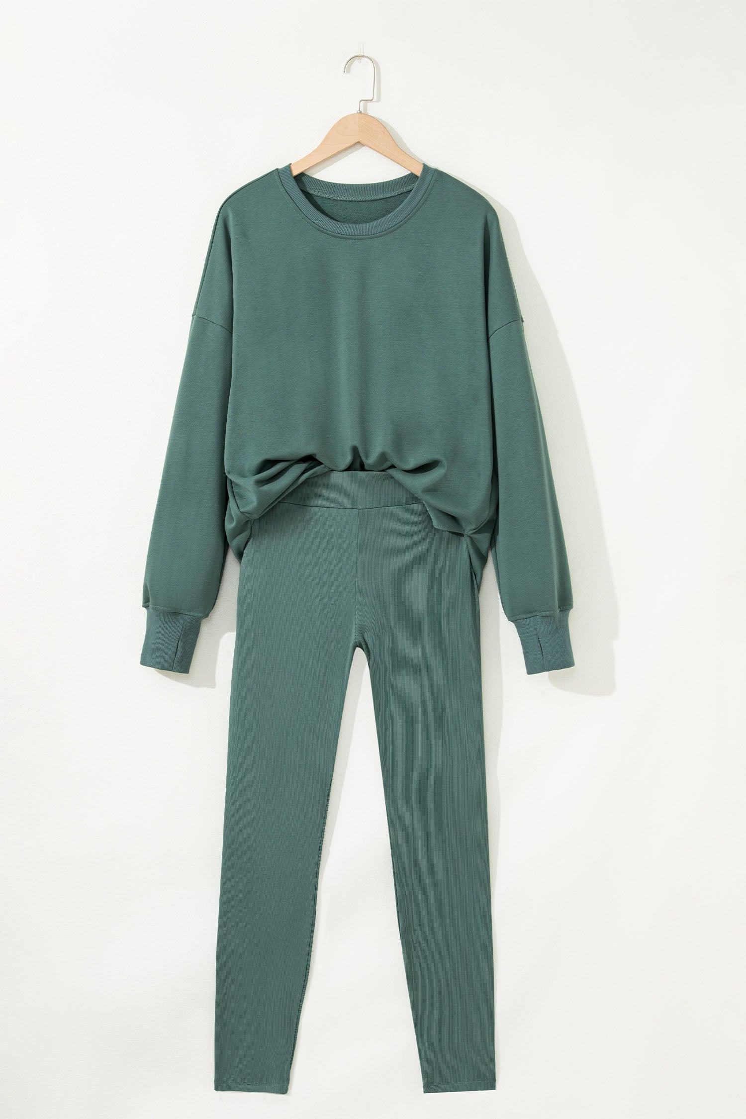 Oversize Slit Sweatshirt and Ribbed Leggings Co-ord Set - eAura