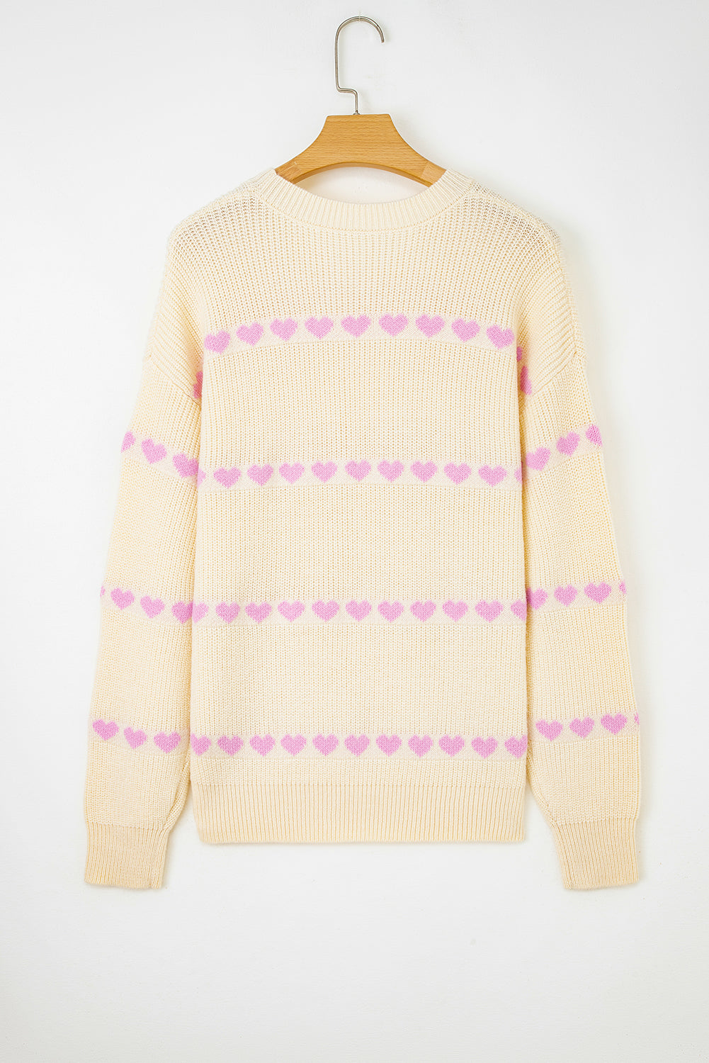 Heart Pattern Rib Knit Sweater - eAura