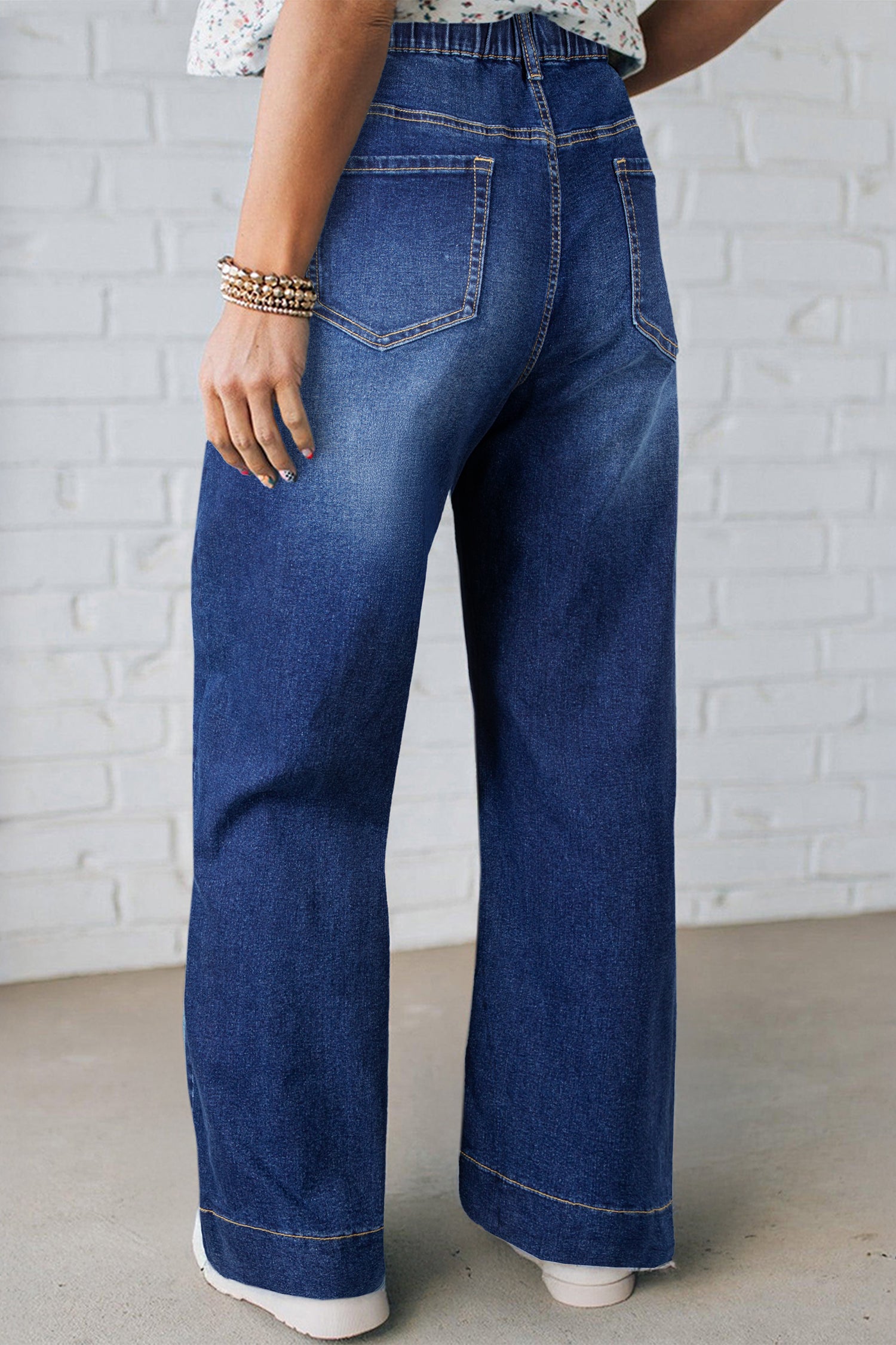 Acid Wash Contrast Lace-up Plus Size Jeans