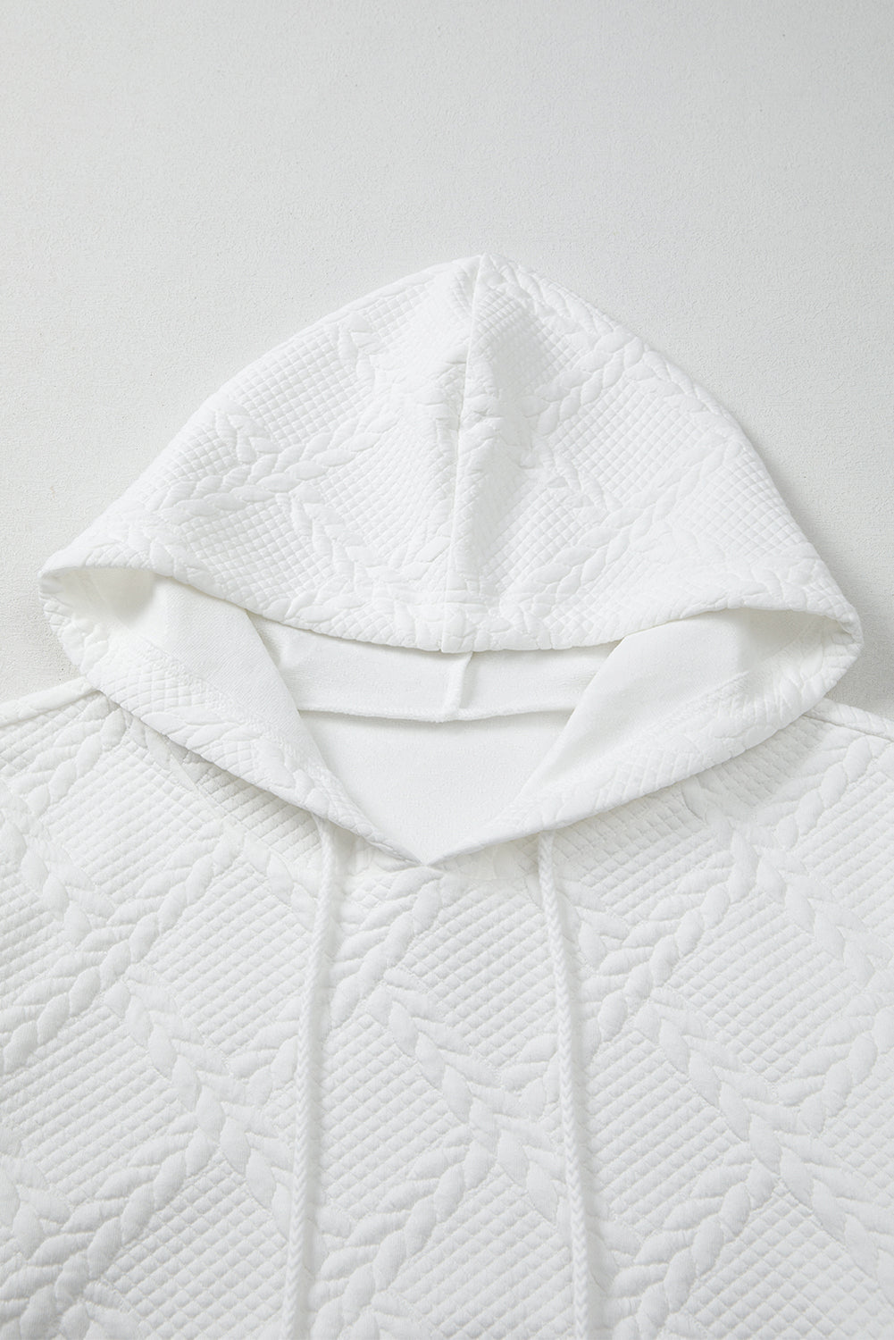 White Cable Lattice Texture Hoodie eAura