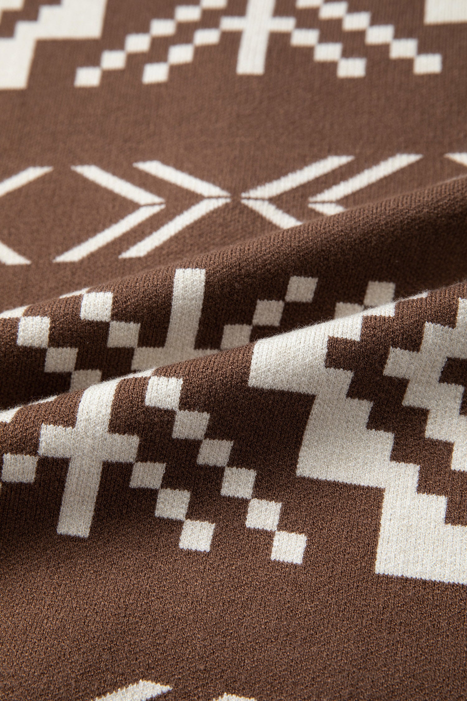 Brown Aztec Button Square Neck Sweater Vest