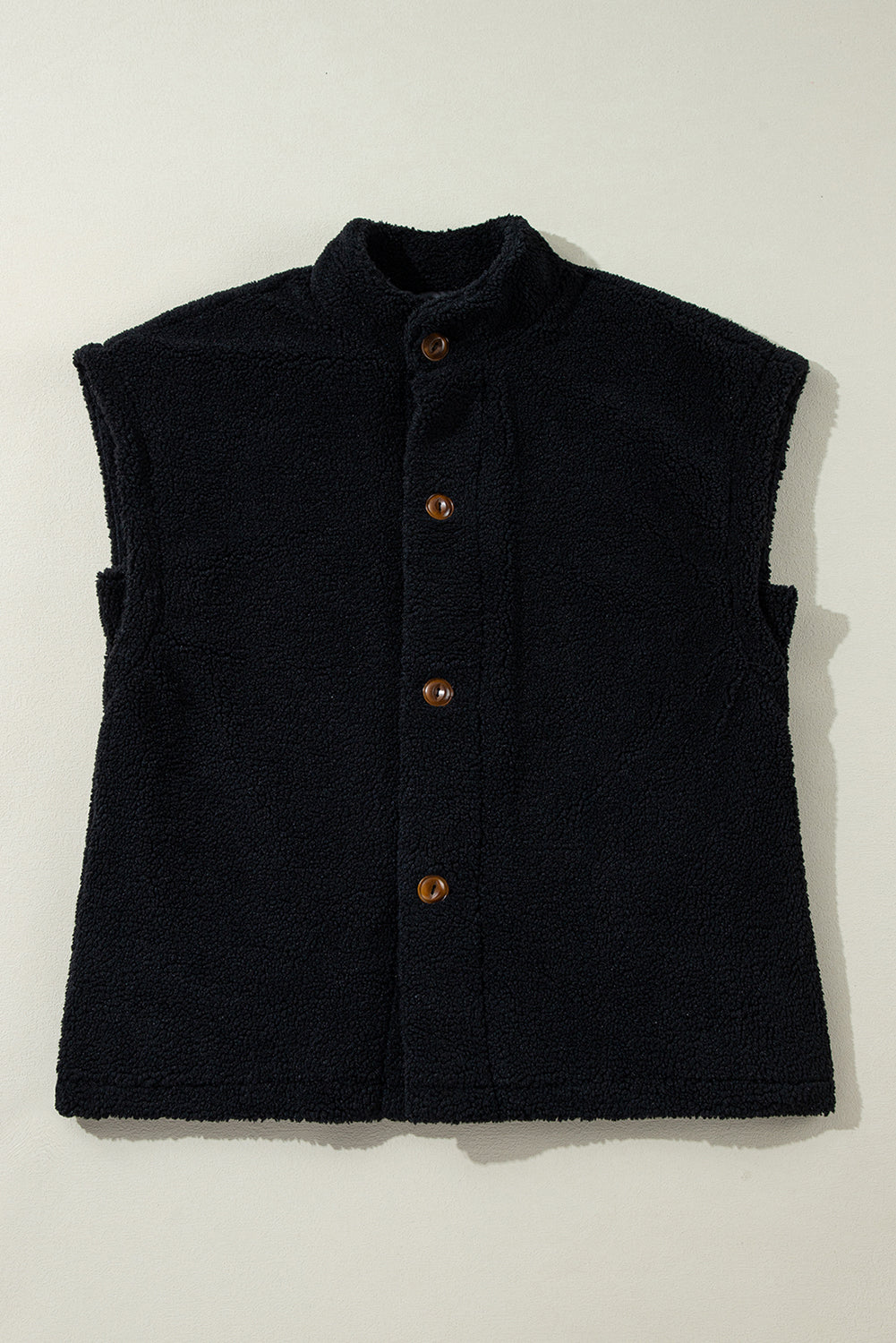 Black Sherpa Stand Collar Jacket Vest Beagle Boutique Fashion Outlet