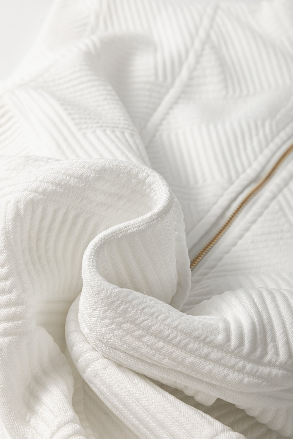 White Textured Half Zip Collared Cap Sleeve Mini Dress eAura