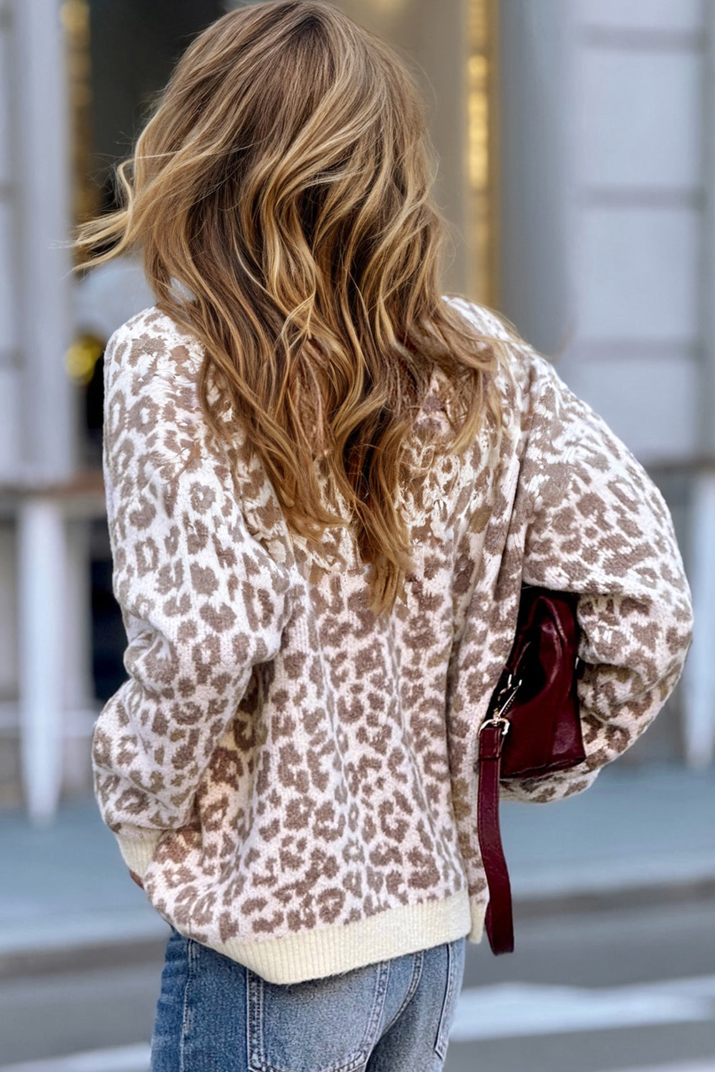 Black Leopard Drop Shoulder Chunky Knitted Cardigan Sweater Dear-Lover Dropshipping