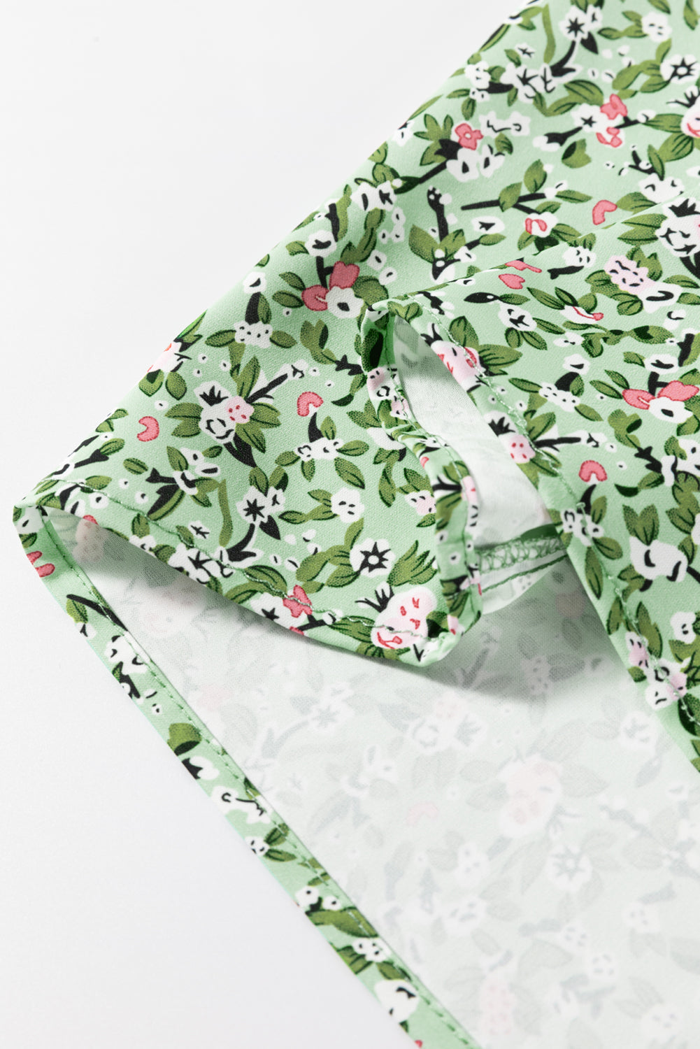 Green Boho Floral V Neck Wrap Short Sleeve Blouse eAura