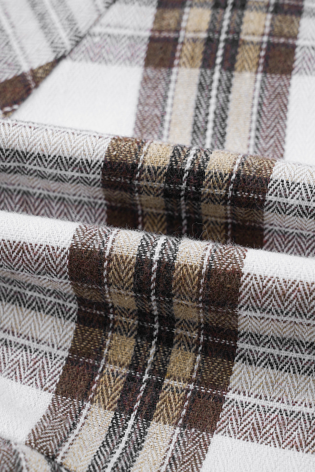 White Plaid Bubble Sleeve Flowy Shirt Dress eAura