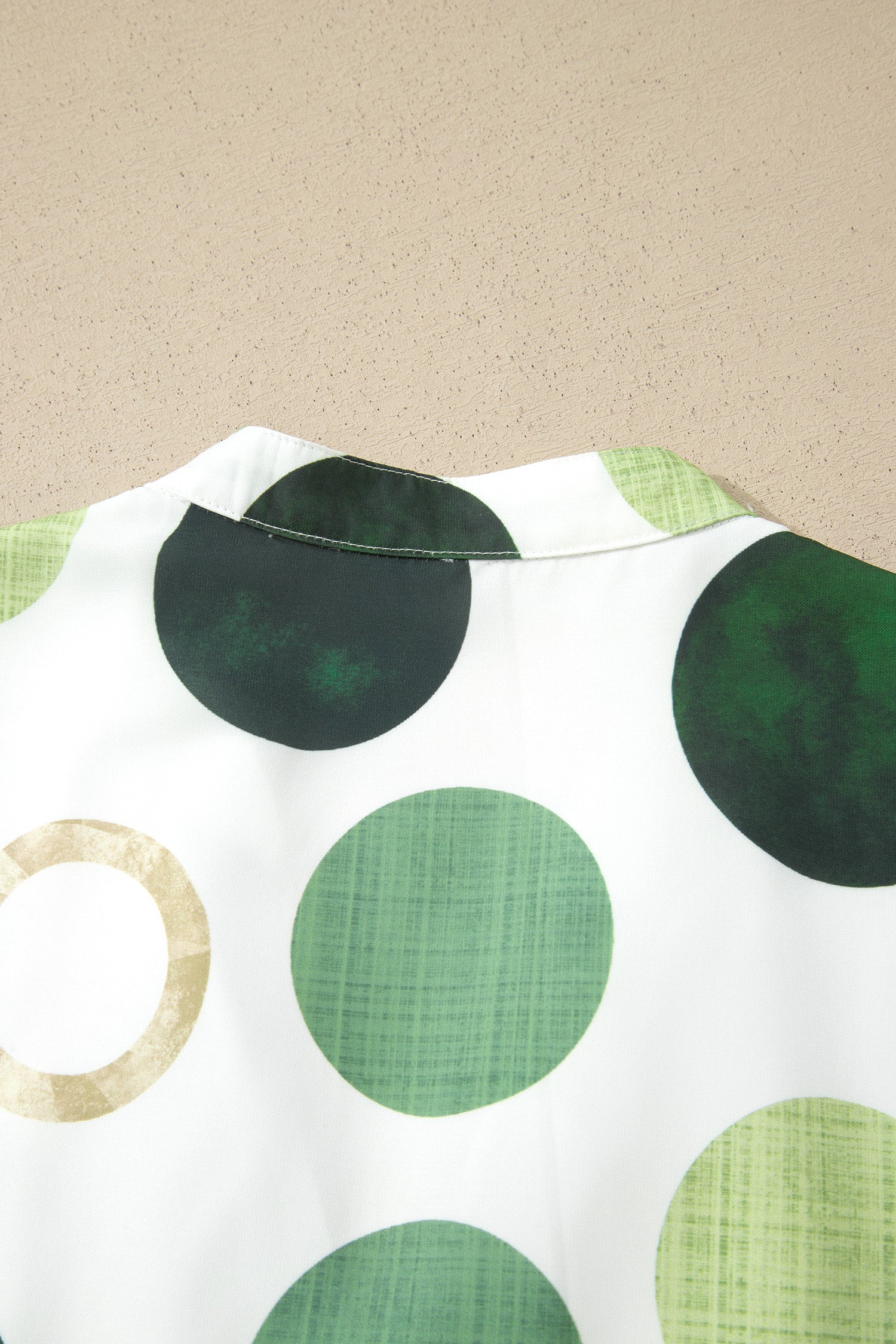 Polka Dot Print Flounced Half Sleeve Casual Vacation Style Mini Dress – Green