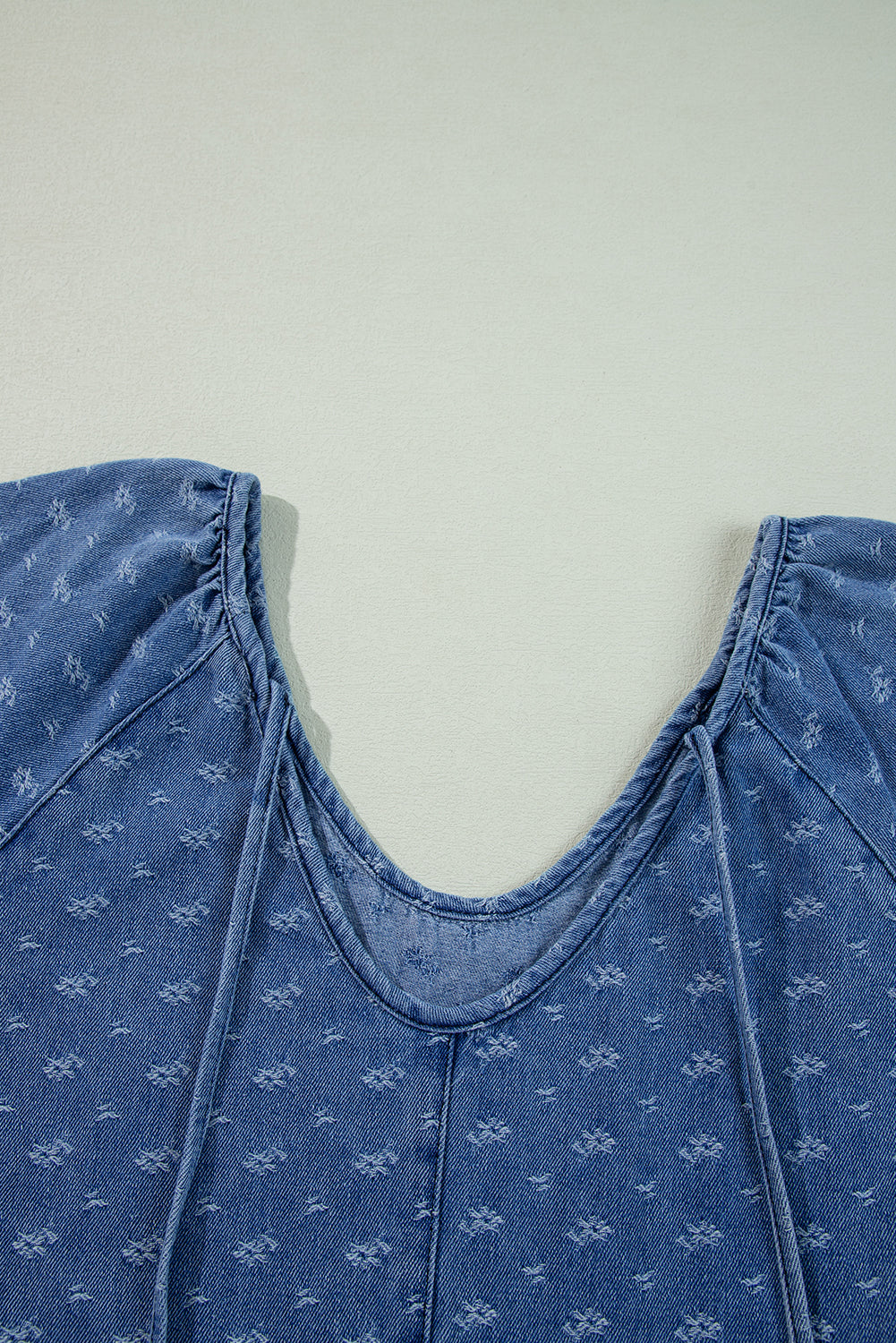 Ashleigh Blue Textured Open Back Loose Fit Denim Dress Beagle Boutique Fashion Outlet