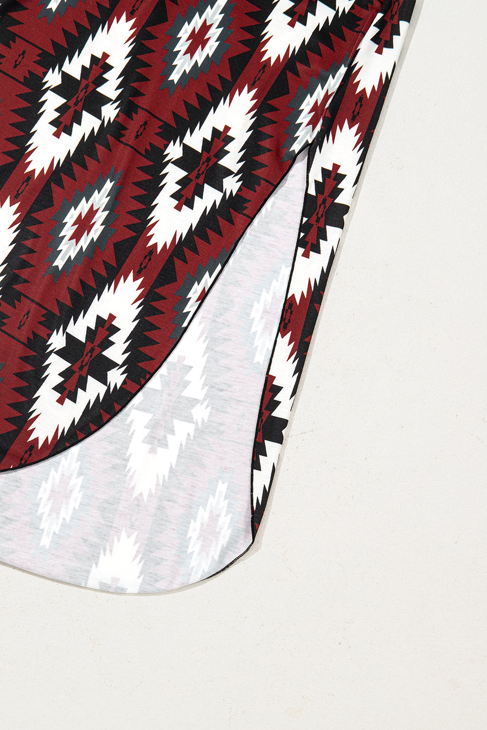Red Western Aztec Printed Long T-shirt Dress eAura