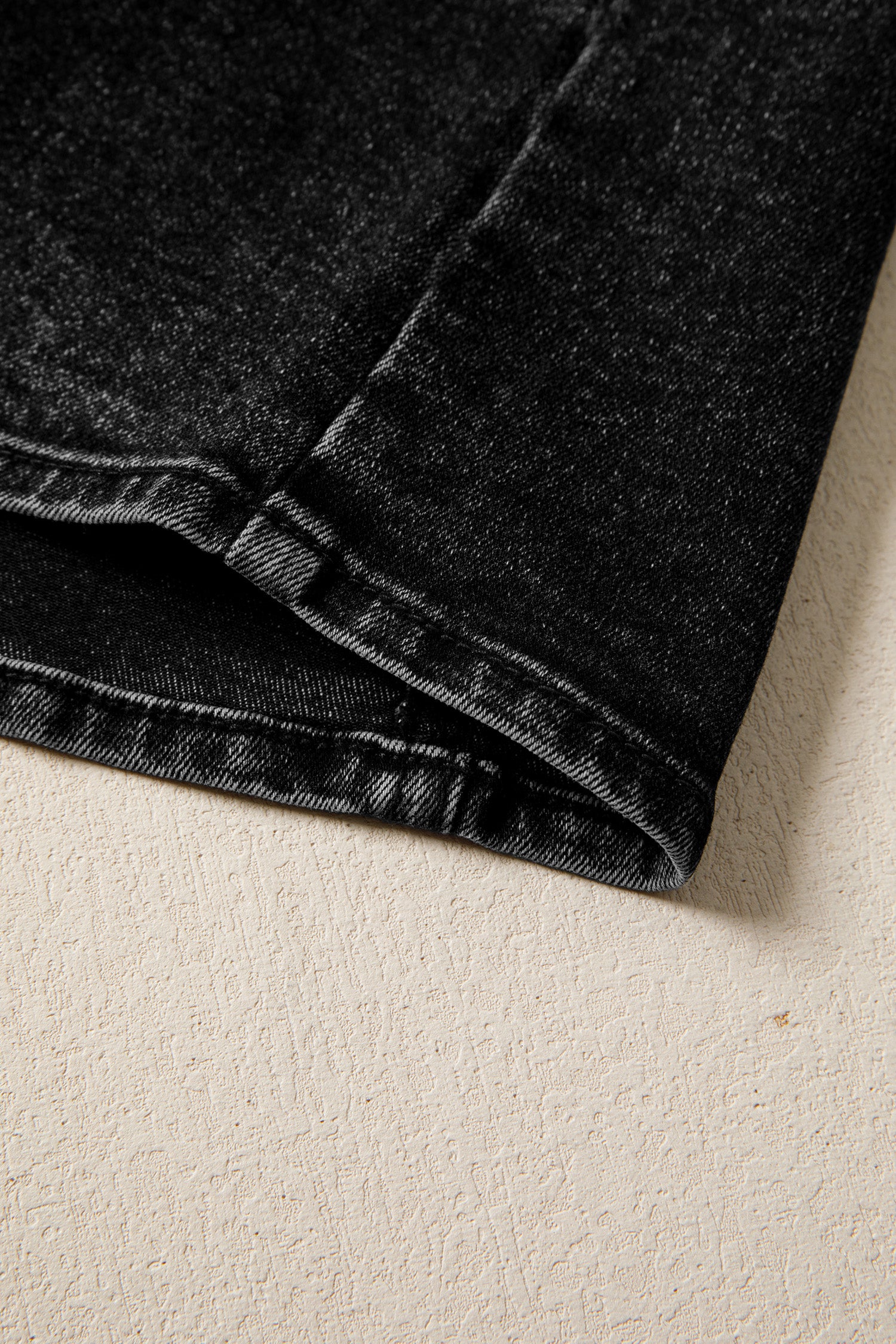 Buttoned Front Slit Denim Vest – Black