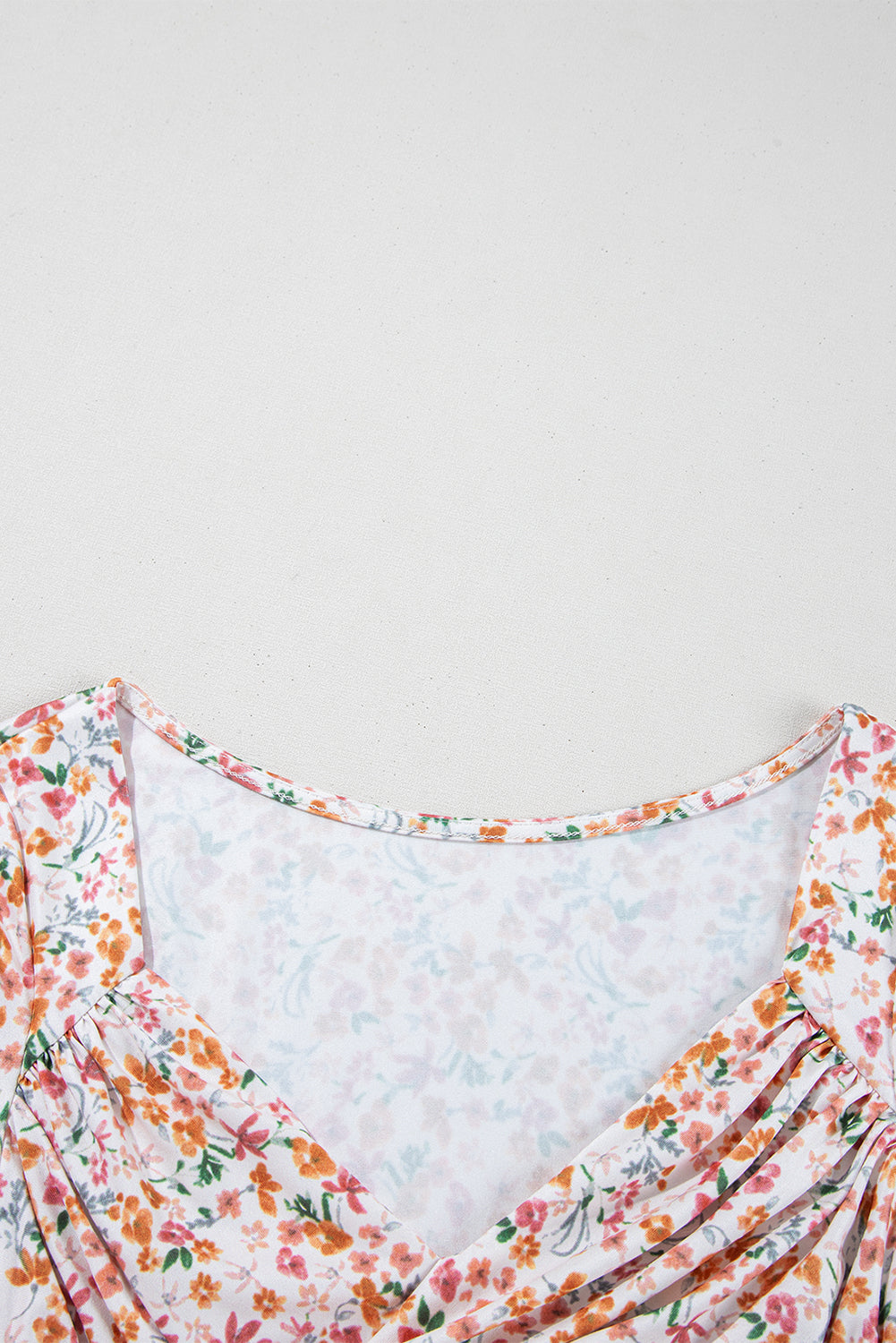 Orange Short Sleeve Floral Ruched Sweetheart Bodysuit eAura