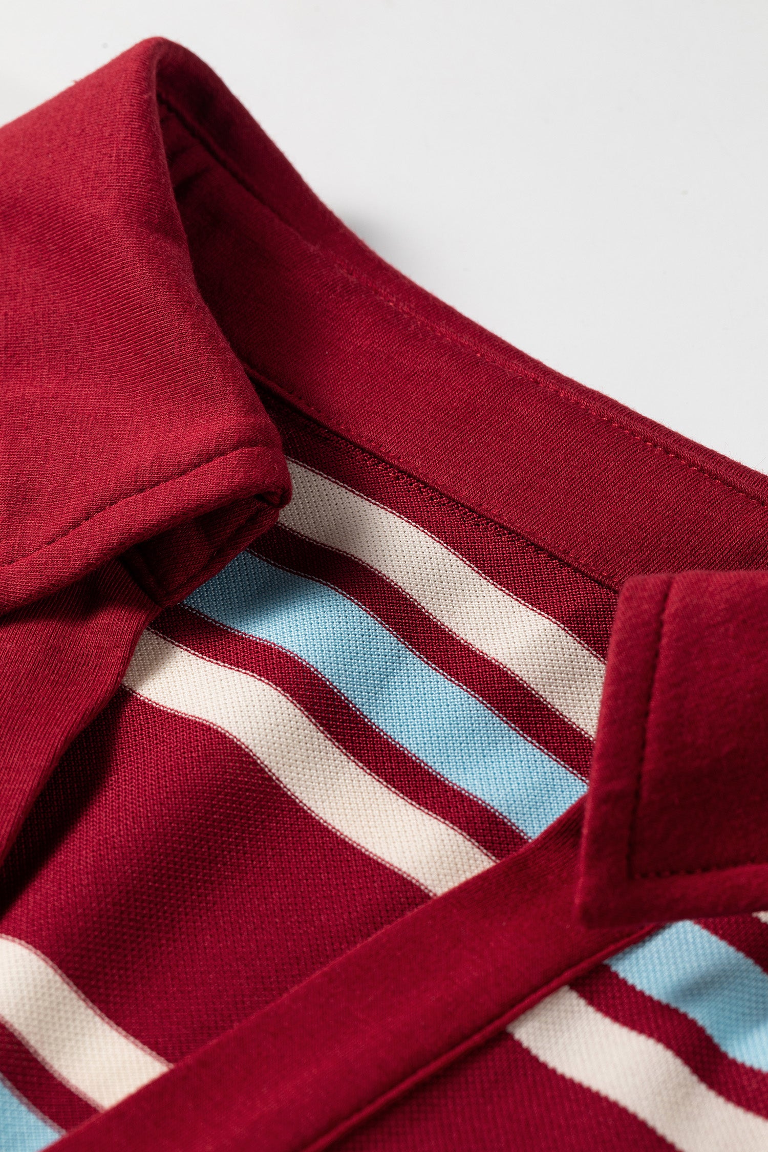 Retro Polo Collar Long Sleeve T Shirt Shift Mini Dress – Red Stripe