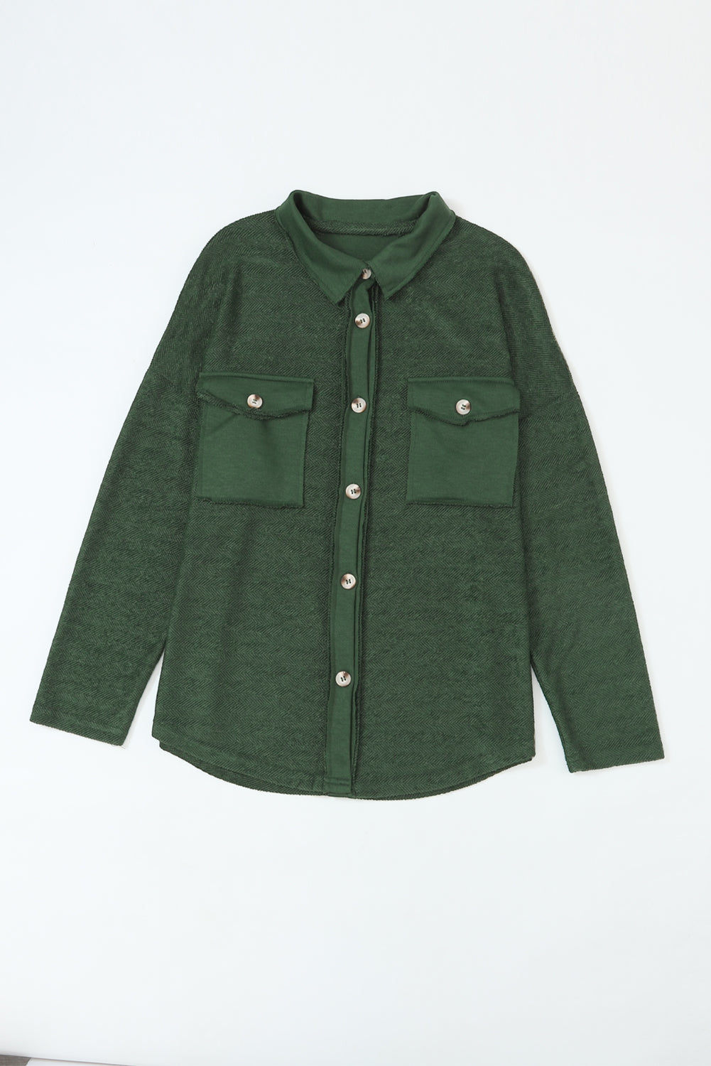Grey Contrast Flap Pockets Relaxed Shacket Beagle Boutique Fashion Outlet