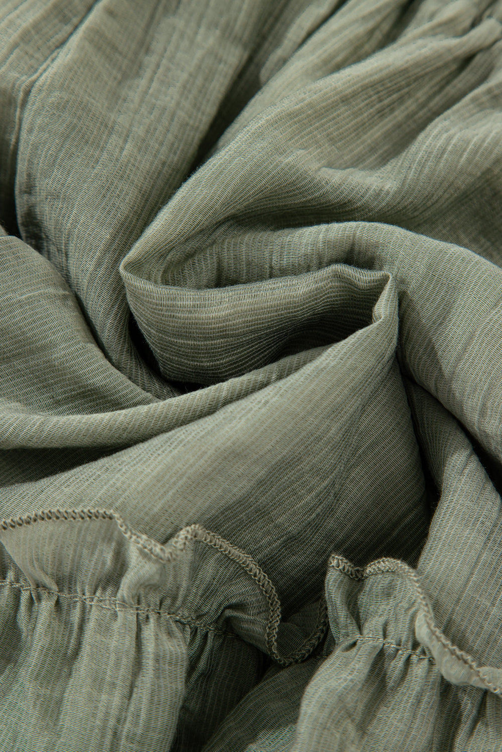 Laurel Green Textured Tie Waist Ruffle Hem Shorts eAura