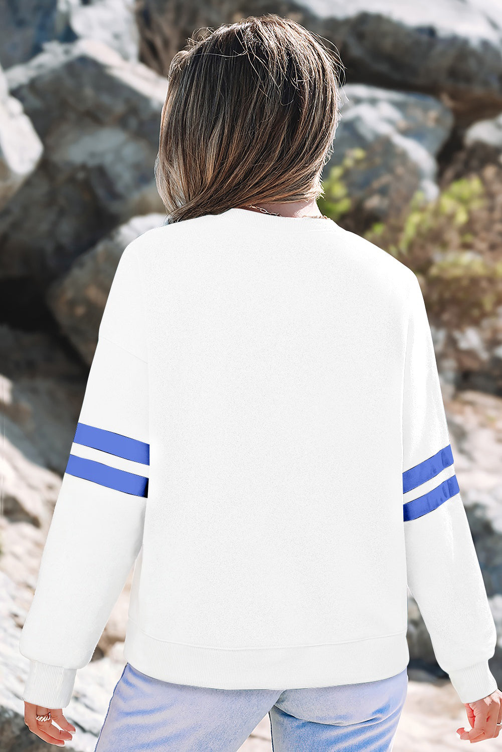 Striped Detail Drop Shoulder Oversized Sweatshirt