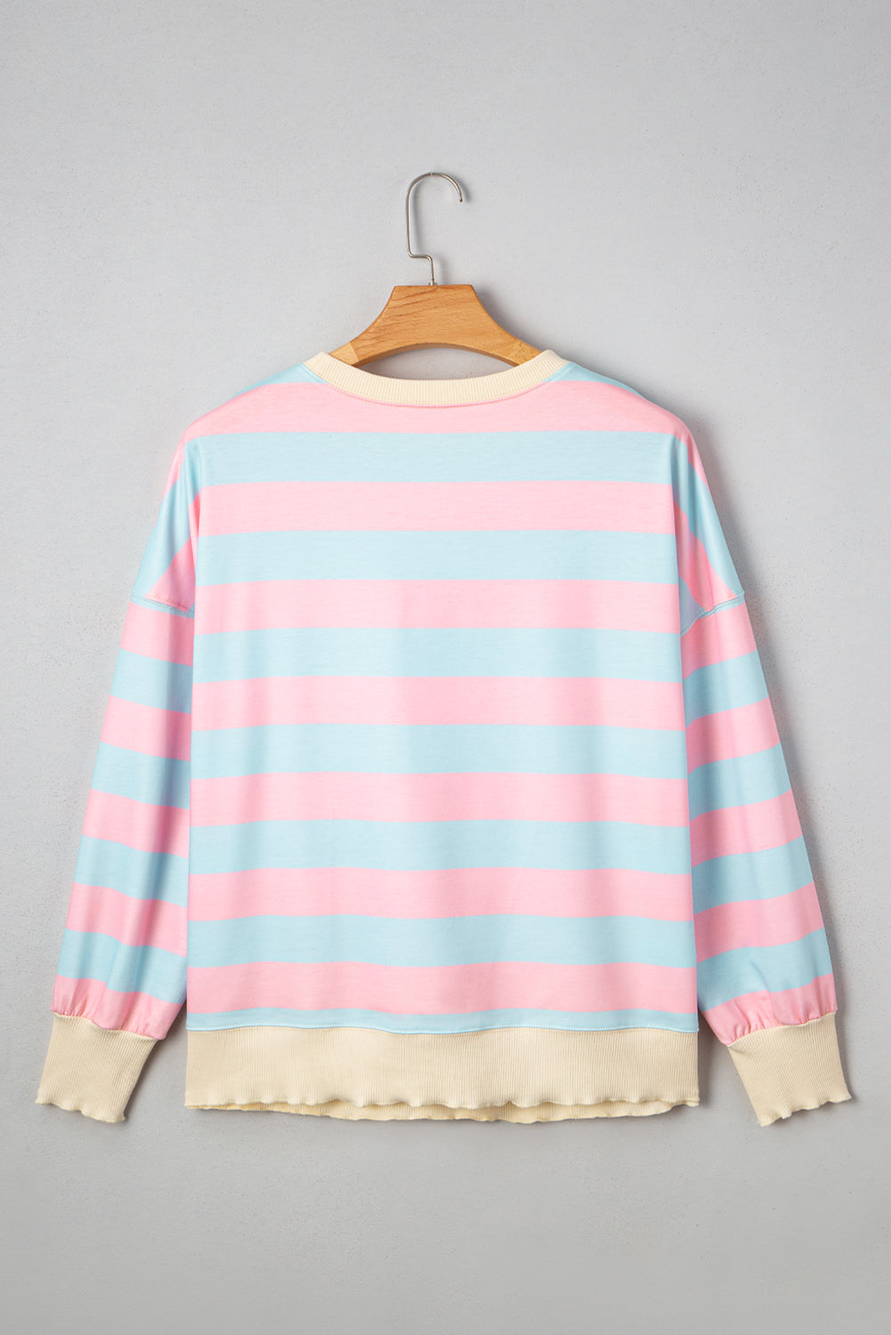 Sky Blue Stripe Drop Shoulder Crewneck Plus Size Sweatshirt Dear-Lover Dropshipping