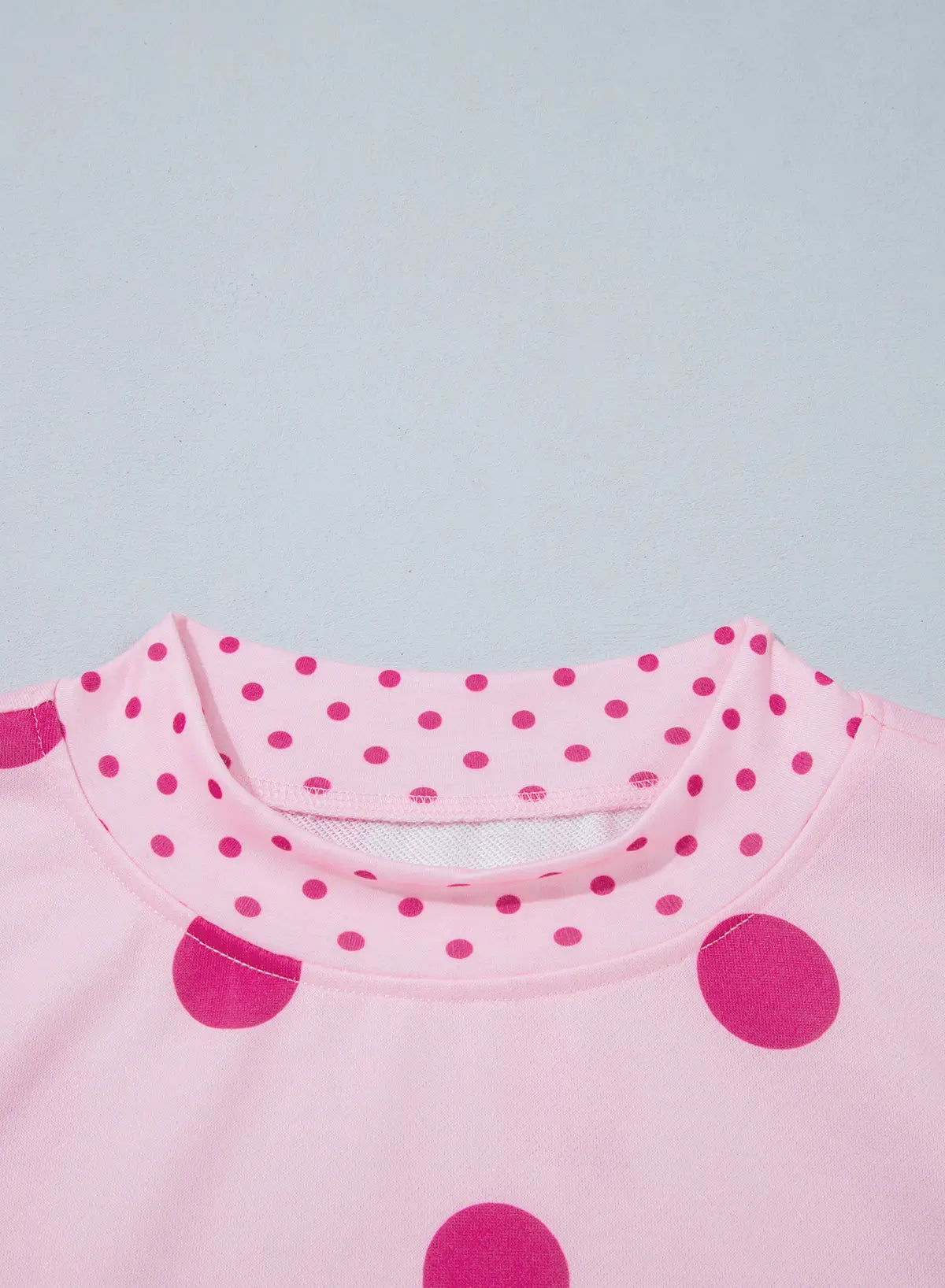 Polka Dot Print Contrast Detail Oversized Tunic Sweatshirt – Pink