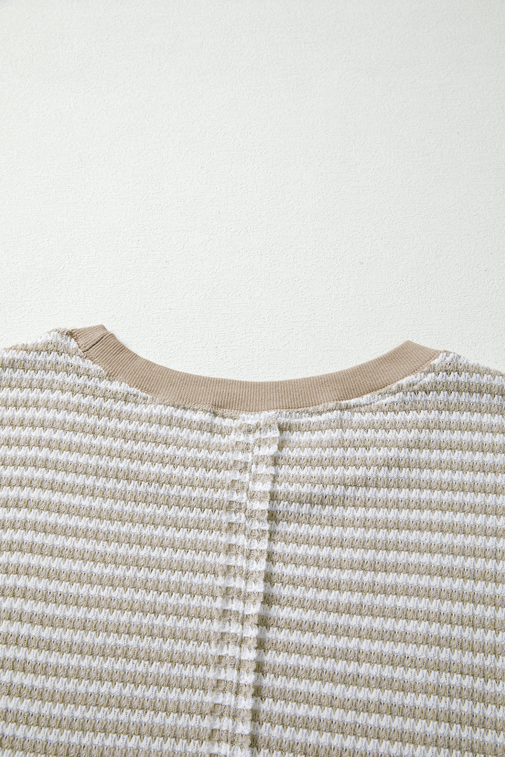 Stripe Ribbed Trim Drop Shoulder Long Sleeve Oversize Top - eAura