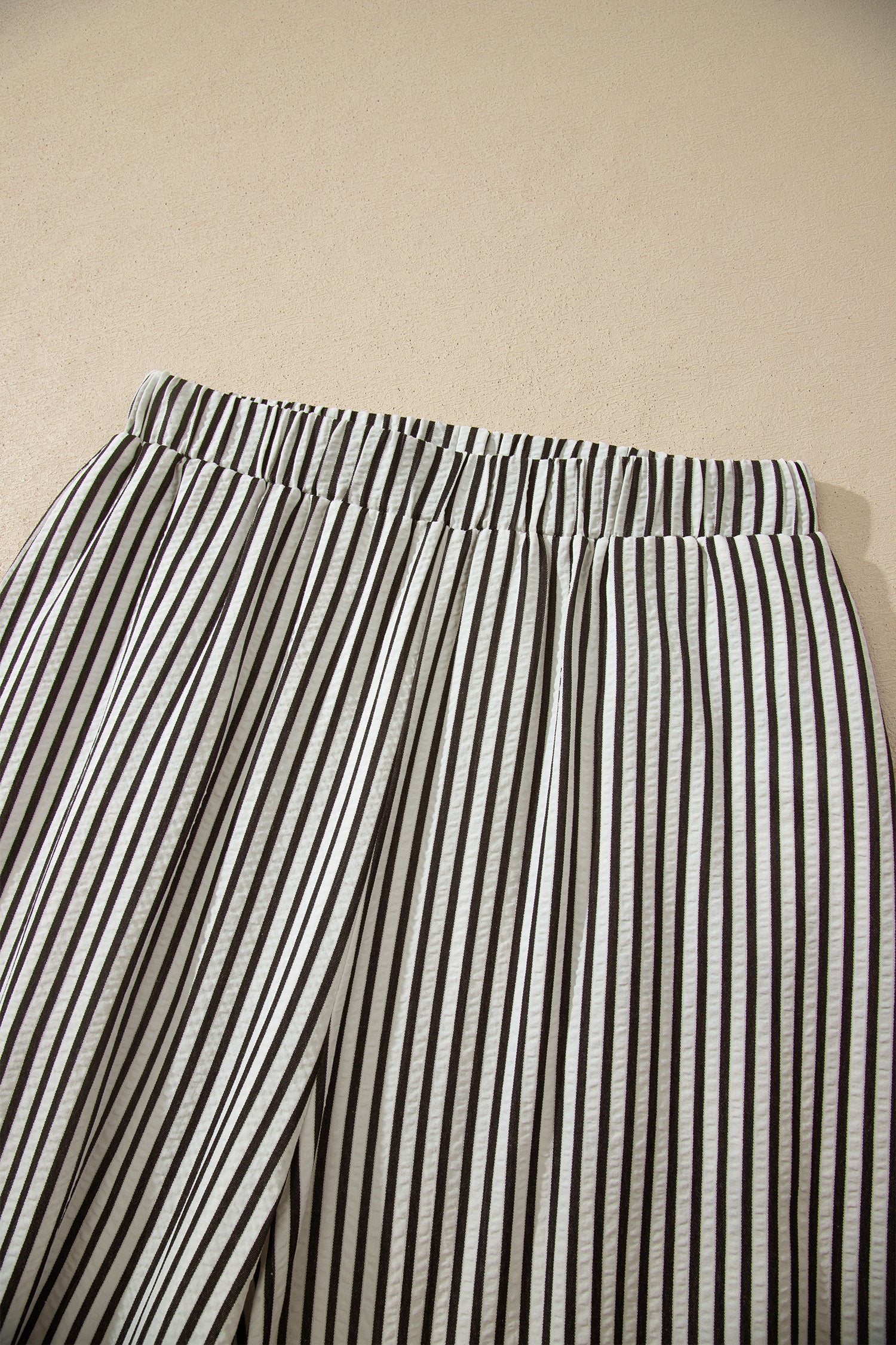 Black Stripe Ultra Wide Leg Trousers – Elastic Waist